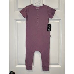 Rags Kids Size 3/4 Romper Jumpsuit One Piece Lilac Purple Button Up Short Sleeve
